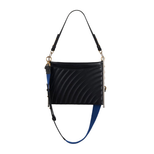 CHLOE/克洛伊 女士黑色绗缝光滑小牛皮拉链开合单肩包斜挎包手提包女包 CHC18US101-A04-001