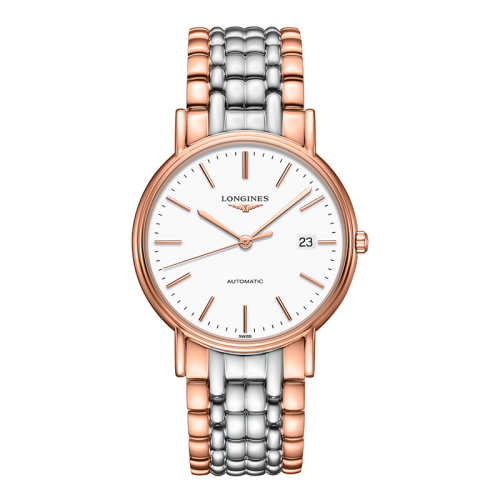 LONGINES/浪琴  时尚系列 自动机械表白盘精钢粉色PVD表带男女同款38.5毫米L4.921.1.12.7