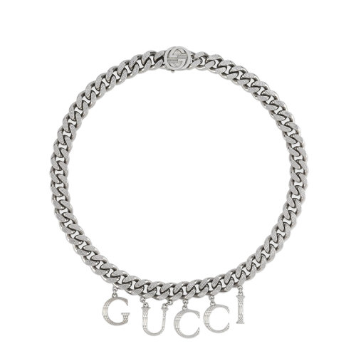GUCCI/古驰 男女同款银色金属饰手写体GUCCI细节双G扣项链675769I46010926