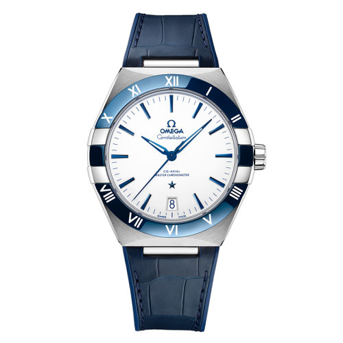 OMEGA/欧米茄 22年秋冬新款 星座系列 男士白色表盘自动机械机芯精钢表壳皮表链带腕表41毫米131.33.41.21.04.001
