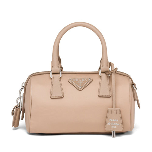 PRADA/普拉达 经典Re-Edition 2005系列 女士豆沙米色Saffiano皮革材质单肩手提包1BB846_064_F0770_V_W11