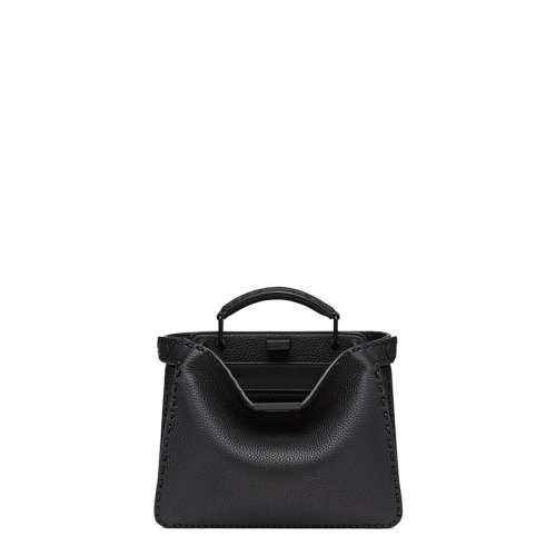 FENDI/芬迪 22春夏新款Peekabo系列 男士迷你ISeeU黑色小牛皮可拆卸双F老花内袋手工缝制托特包手提包单肩包7VA530AHTUF0QA1