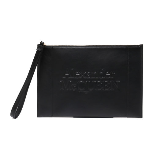 Alexander McQueen/亚历山大麦昆字母压印牛皮革通用手挽手拿包6330631X3H3