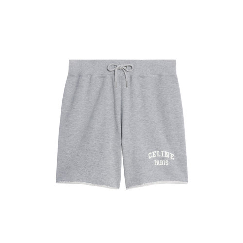 CELINE/赛琳 22年春夏新款 女士灰色/米白色纯棉抓绒Logo刺绣短裤2Z184670Q.09OW