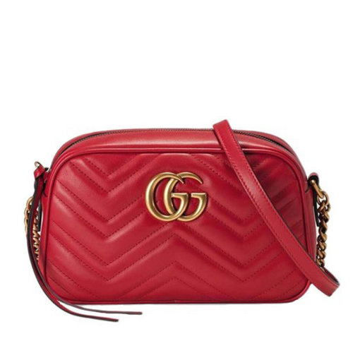 GUCCI/古驰 古琦女包 女士GG红色皮质经典时尚拉链斜挎单肩包 447632 DTDIT 6433