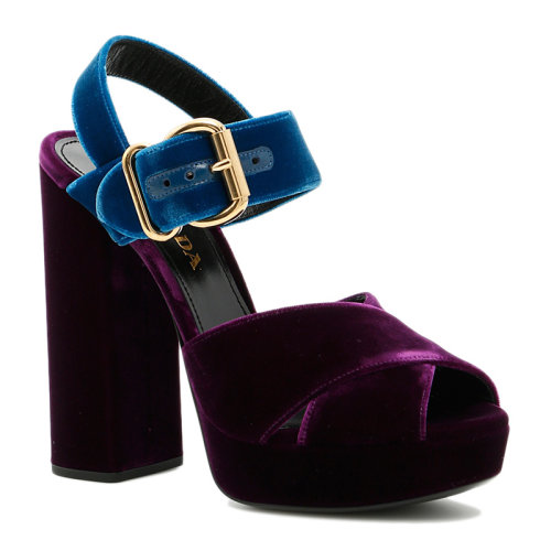 PRADA/普拉达 女士酒红色皮高跟凉鞋