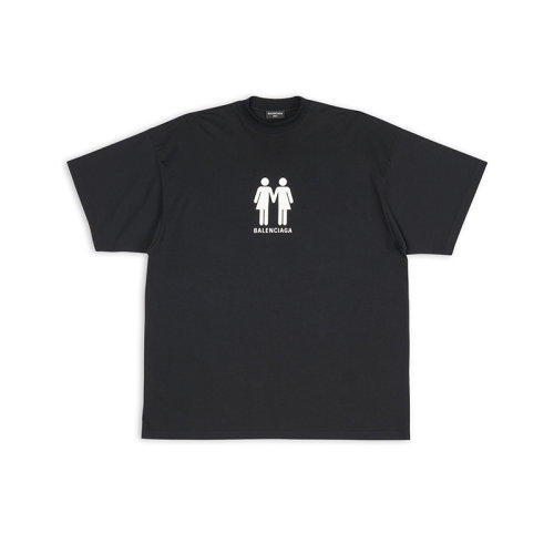 Balenciaga/巴黎世家 22年秋冬新款 PRIDE 22系列 男女同款黑色纯棉图案印花oversize短袖T恤694576TMVO21070