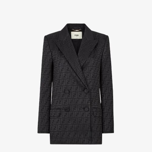  FENDI芬迪 22年秋冬 女士 夹克 黑色桑蚕丝夹克 FJ7236AJ0ZF0GME