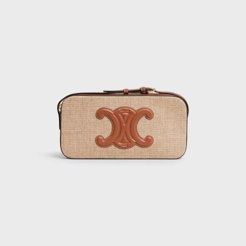 CELINE赛琳思琳 22年秋冬 女士 单肩包 SAC CAMERA PORTé éPAULE CUIR TRIOMPHE TEXTILE ET