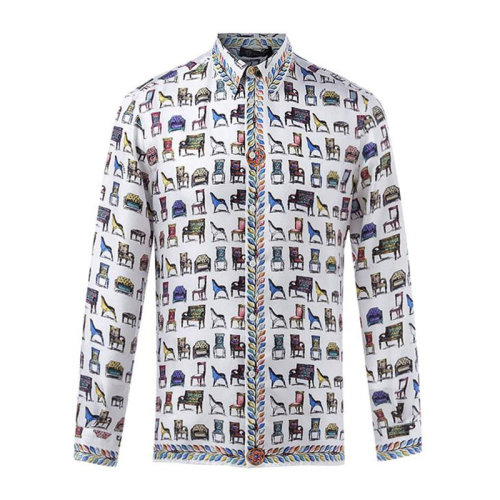 VERSACE/范思哲 男装 服饰 棉质翻领动物印花衬衣 男士长袖衬衫