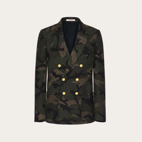  VALENTINO华伦天奴 22年秋冬 男士 夹克 VESTE CROISéE EN LAINE A_VEC IMPRIMé CAMOUFLAGE