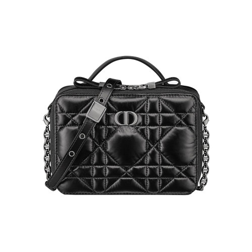Dior 迪奥 22新款 CARO系列 女士黑色绗缝小牛皮拉链开合皮革手柄金色字母饰面拆卸链条肩带单肩手提包S5140BNGX_M900