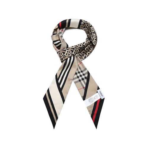 BURBERRY/博柏利  男女通用款桑蚕丝装饰带小领巾窄版丝巾 80370171