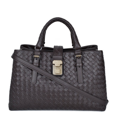 Bottega Veneta/葆蝶家 ROMA系列小号女士纯色小牛皮经典编织锁扣开合单肩包斜挎包手提包女包  489509-Q13B 多色可选