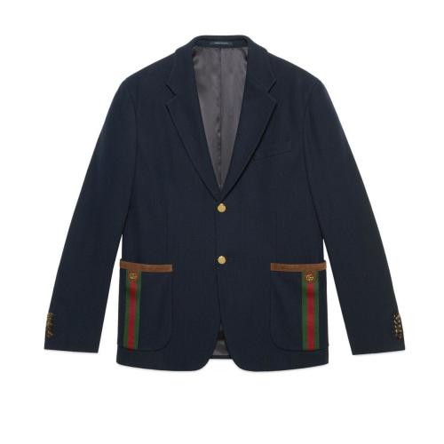  GUCCI古驰 22年秋冬 男士 针织棉织带夹克 673264 Z8AR0 4433