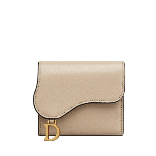 DIOR/迪奥 22春夏新款LOTUS系列 女士自然色羊皮革马鞍形三折短款钱包S5652CCEH_M116