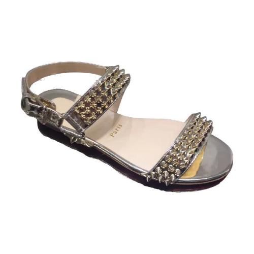  CL红底鞋 22年春夏 女士 平底凉鞋 香槟色铆钉平底凉鞋 BIKE FLAT Light Gold 预定商品1-3周发货