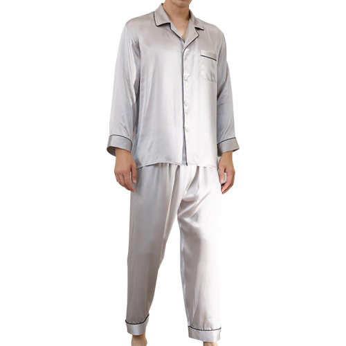 GeleiStory/GeleiStory 春夏新款 男士长袖长裤真丝睡衣套装桑蚕丝家居服男装>男士睡衣/家居服>男睡衣/家居服