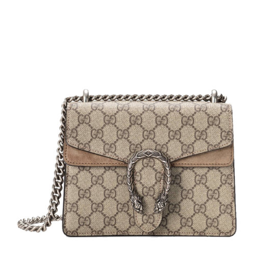 【 包税】GUCCI 古驰  Dionysus系列 女士logo标志印花复古单肩斜挎包链条包迷你酒神包 情人节好礼
