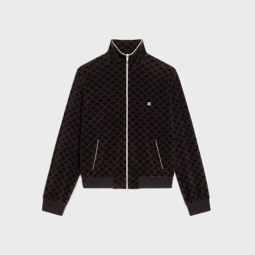  CELINE赛琳思琳 22年秋冬 女士 夹克 TRIOMPHE天鹅绒平纹针织拉链卫衣 2Y597811P.38NM