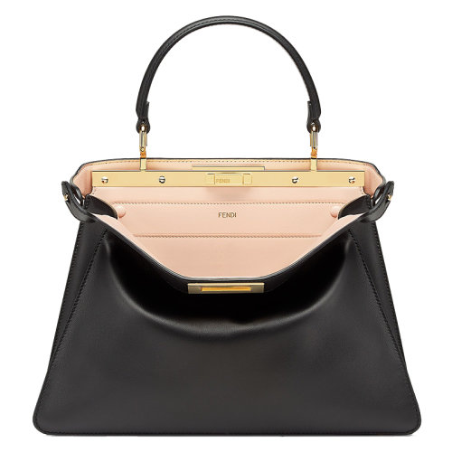 FENDI/芬迪  PEEKABOO ISEEU系列 黑色小牛皮金属配件粉红色纳帕内部中号手提包8BN321A6V3F1CJZ
