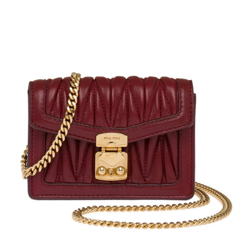 MiuMiu/缪缪  红色 女士MIU CONFIDENTIAL软羊革迷你手包 5TT123_N88_F0383