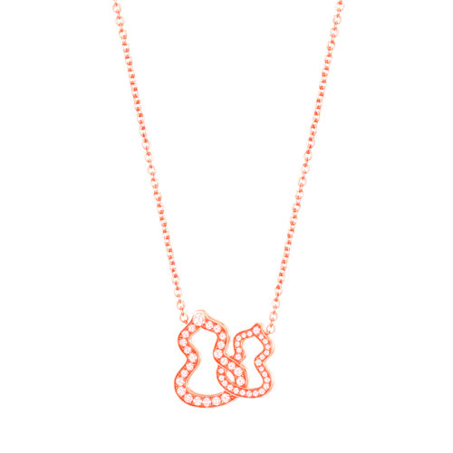 QEELIN/麒麟珠宝 经典WULU系列 18K金玫瑰金镶嵌钻石镂空双葫芦吊坠项链WU-030-DBNL-RGD