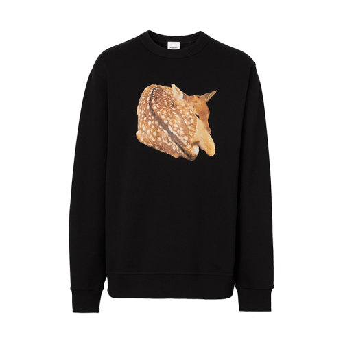 BURBERRY/博柏利 22年春夏新款 男士黑色纯棉小鹿印花运动衫卫衣80563131