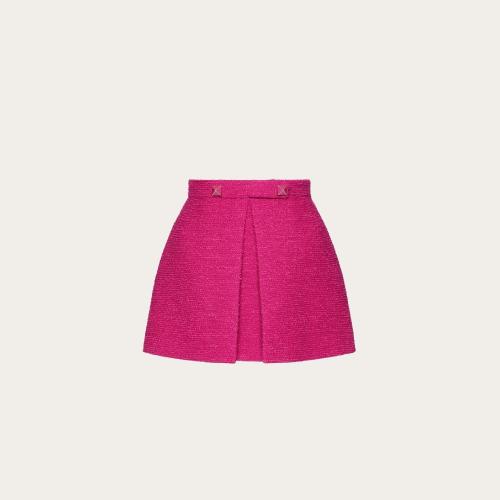  VALENTINO华伦天奴 22年秋冬 女士 半身裙 MINI JUPE SHORT EN TWEED CRAQUANT XB3RA8D66VQFP1