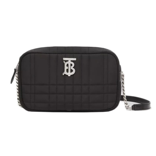 BURBERRY/博柏利 22新款 Lola系列 女士迷你黑色绗缝面料配皮拉链开合小羊皮肩带配调节链条单肩斜挎相机包80591501