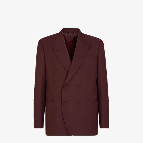  FENDI芬迪 22年秋冬 男士 夹克 酒红色羊毛西装外套 FJ0709AL_F0HM6