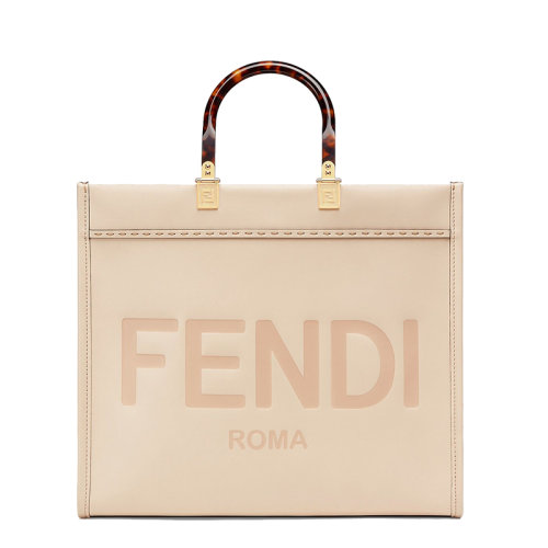 FENDI/芬迪 20  SUNSHINE系列 女士中号粉色小牛皮徽标有机玻璃提手单肩手提包8BH386ABVLF1BA9