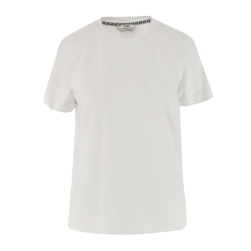  FENDI/芬迪 女士白色棉质短袖T恤 FS7254 AFLD F0ZNM PLFSX