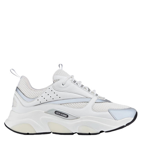 DIOR/迪奥 2021年早春新款 白色工业网眼布和白色和银色小牛皮 B22运动鞋3SN231YJG_H000