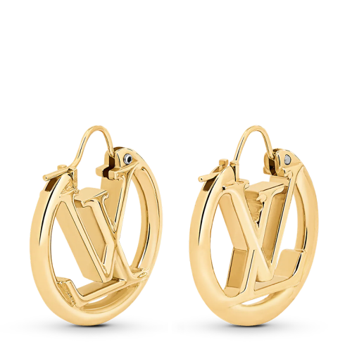 Louis Vuitton/路易威登 22春夏新款LOUISE系列 金色金属镂刻徽标字母标识耳环M00396