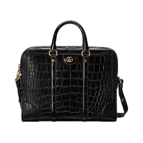 GUCCI古驰 22年秋冬 男士 饰双G鳄鱼皮公文包 702137 EAAC4 1000