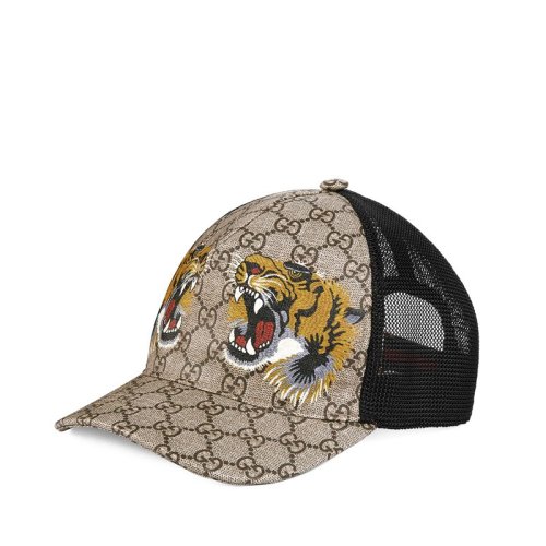  GUCCI/古驰   男士米色帆布虎头印花棒球帽4268874HB132160