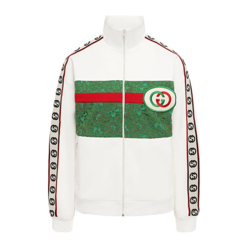 GUCCI/古驰   女装 服饰 白色棉质双GG刺绣logo长袖外套女士夹克