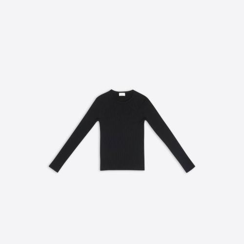  BALENCIAGA巴黎世家 22年春夏 女士 长袖T恤 Womens Fitted Sweater in Black 696535T16461000