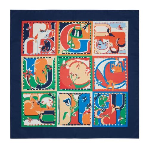  GUCCI古驰 22年秋冬 女士 Gucci波普印花斜纹方巾 723131 3G001 4176