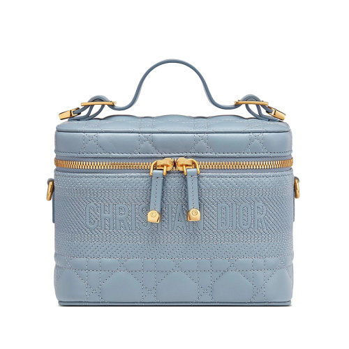 DIOR/迪奥 DIORTRAVEL系列 云蓝色小羊皮Cannage饰有藤格纹小号单肩手提包 S5488UNTR_M81B
