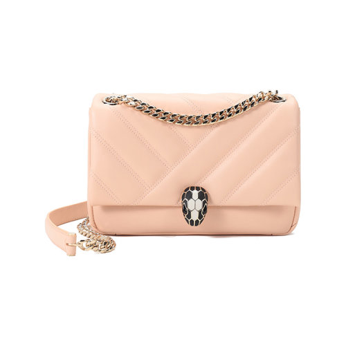 BVLGARI/宝格丽 女士小号SERPENTl CABOCHON系列牛皮蛇头扣衔缝单肩斜挎包 290612