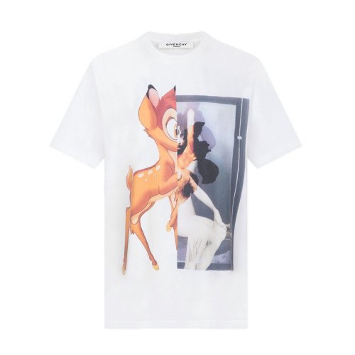 Givenchy/纪梵希  经典款女士纯棉圆领印花小鹿短袖T恤 （2色可选）BW700D304U-001