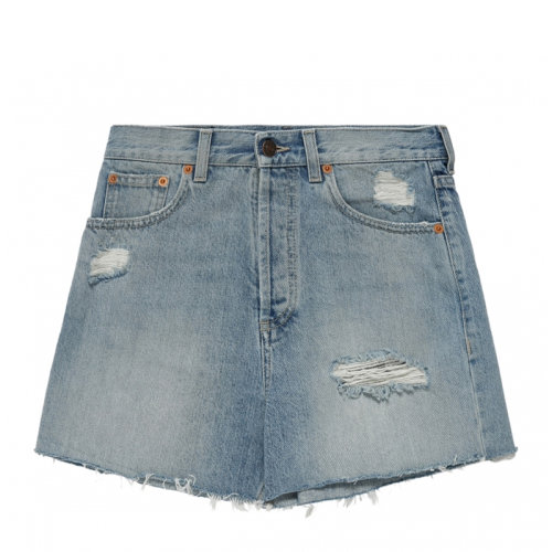 GUCCI 古驰 女士 服装  蓝色休闲破洞短裤 女士短裤