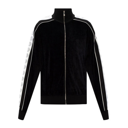 VERSACE/范思哲 男士黑色粘胶纤维聚酰胺纤维混纺丝绒面料经典美杜莎头像印花装饰复古运动服外套夹克 A86886-A234742-A1008