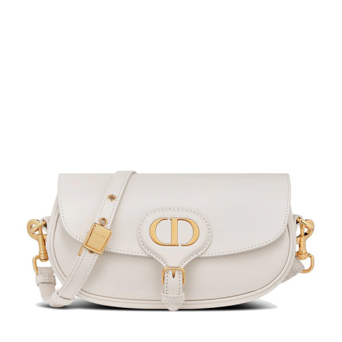 预定一个月 DIOR/迪奥  BOBBY EAST-WEST系列 女士奶白色光面小牛皮翻盖斜挎单肩手拿包M9327UMOL_M030