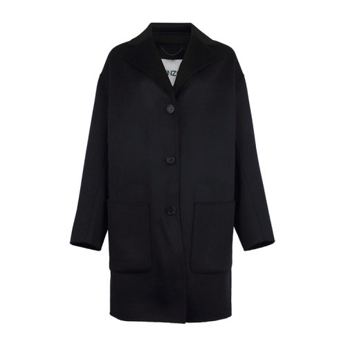 KENZO/高田贤三  凯卓女装 女士深蓝色羊毛经典时尚翻领秋冬外套大衣 F2MA179570.76