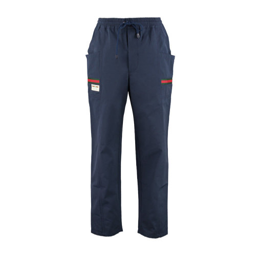 GUCCI/古驰  男士黑色/深蓝色 棉质红绿缎带装饰字母提花标签长裤工装裤休闲裤 604171-XDBCH-1043  604171XDA17_4206