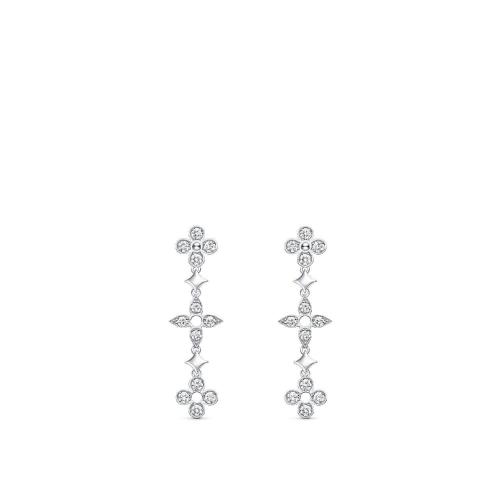  LV路易威登 22年秋冬 女士 耳环 BOUCLES D%27OREILLES LONGUES DENTELLE， OR BLANC ET DIAMANTS 预定商品2-8周发货