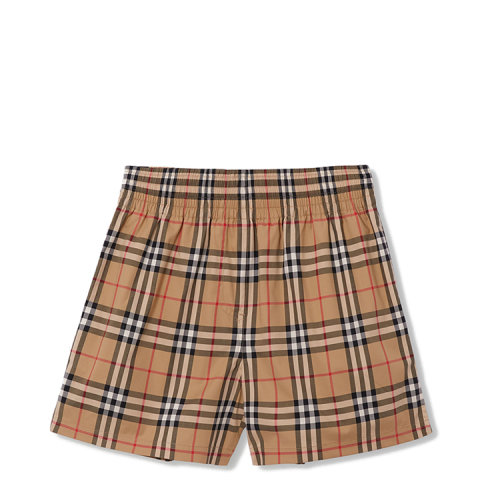 BURBERRY/博柏利 侧边条纹 Vintage 格纹弹力棉质短裤 女士短裤 80405981